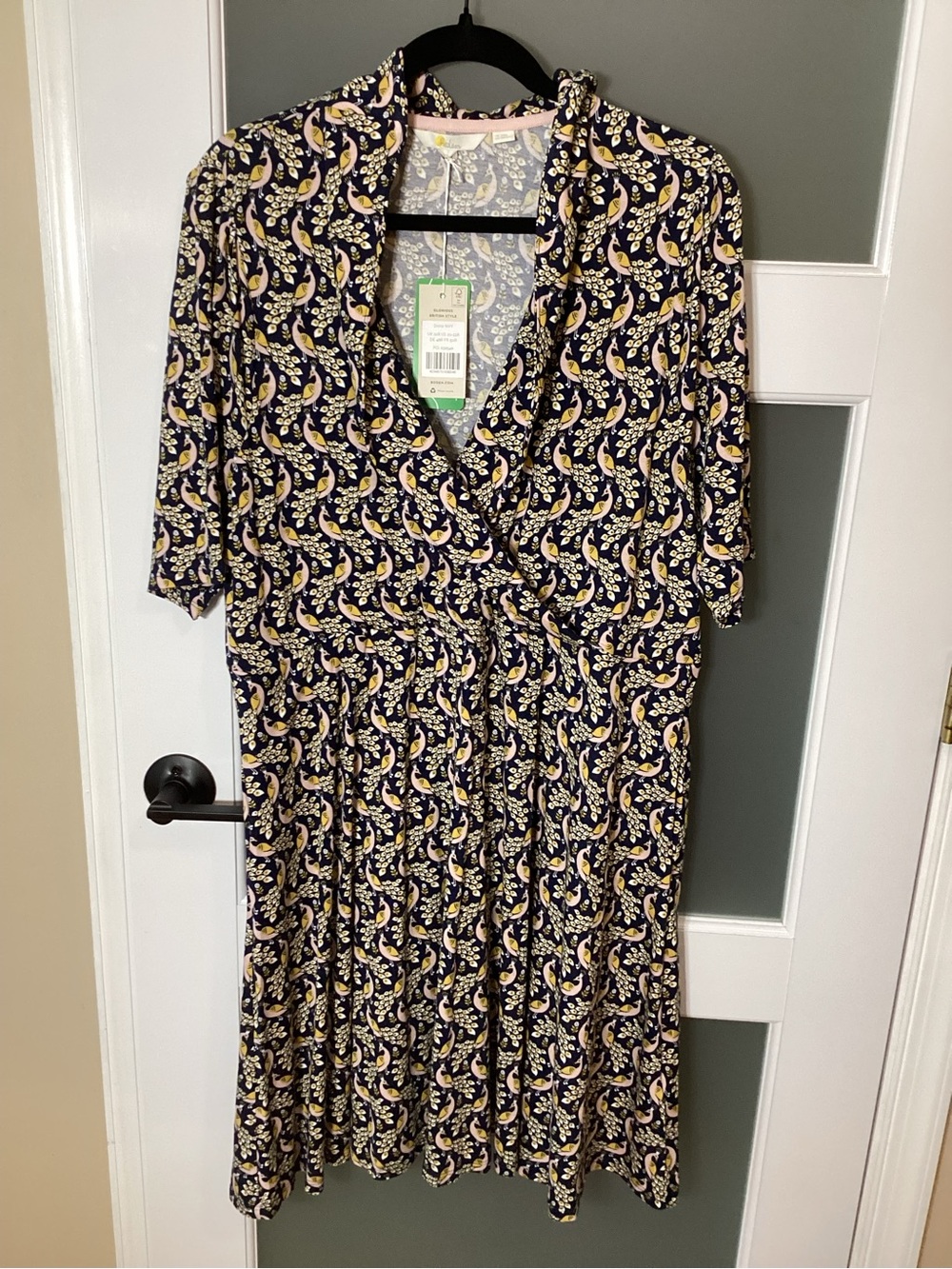 Boden Paradise Peacock Fixed Wrap Jersey Dress - Size 20 - 22 NWT